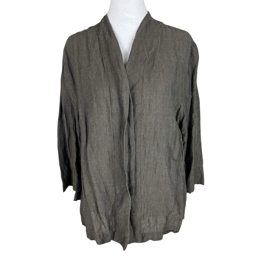 Oska Brown Edina Blouse Linen Blend Minimalist Lagenlook Normcore Size 3 / Large